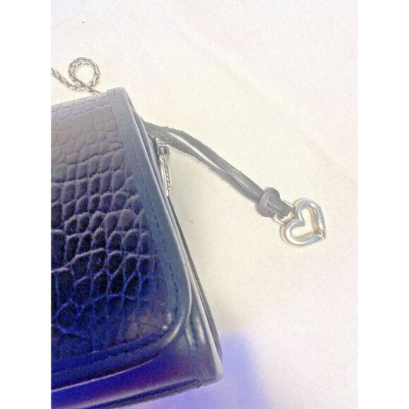 Brighton Boxy Black Croc Leather Silver Chain Strap Crossbody Bag 8.5 x 6 x 3" - Picture 5 of 16